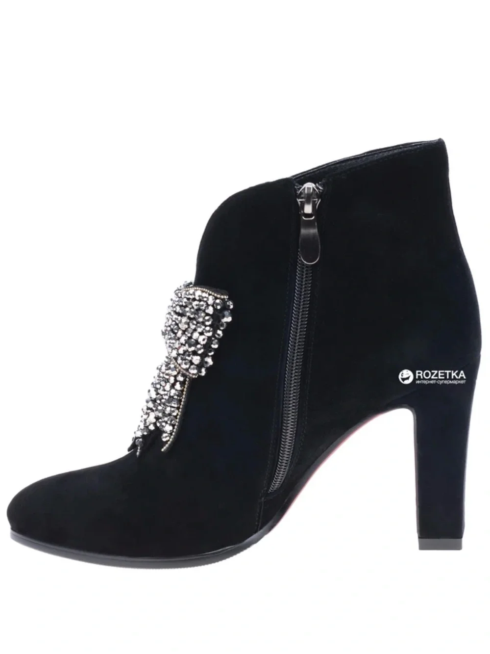 Blizzard I Black leather Suede Crystal Bow Ankle Boot size 8